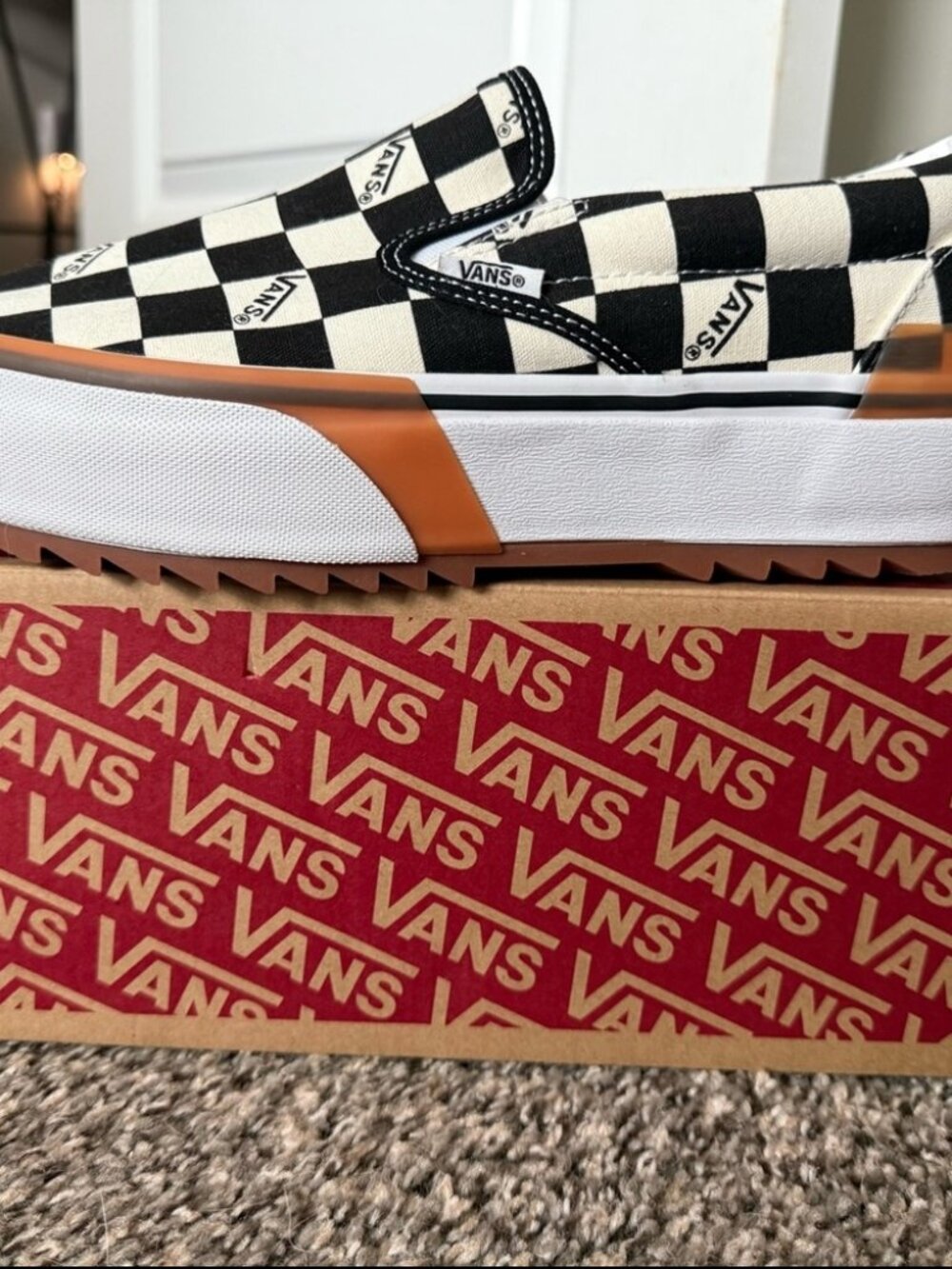 VANS Stacked Checkerboard Slip On Canvas Shoes